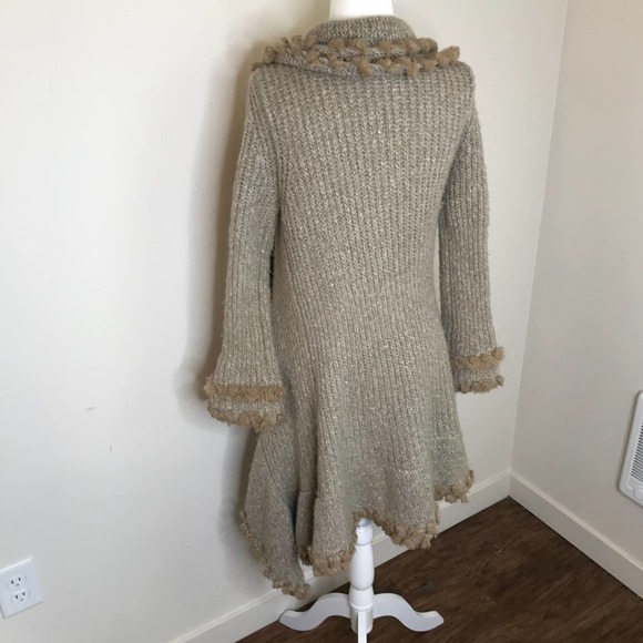 BOSTON PROPER Hi Lo  Oatmeal Brown Cardigan Sweater Coat, size XXSmall - Picture 4 of 5